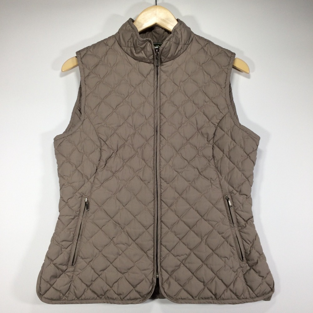 Eddie Bauer Vest Womens Medium Quilted Goose Down Brown Outdoors Hiking - Picture 2 of 16